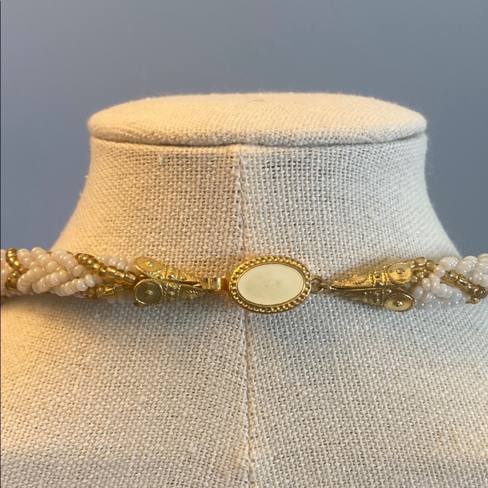 Vintage Gold and Cream Beaded Necklace